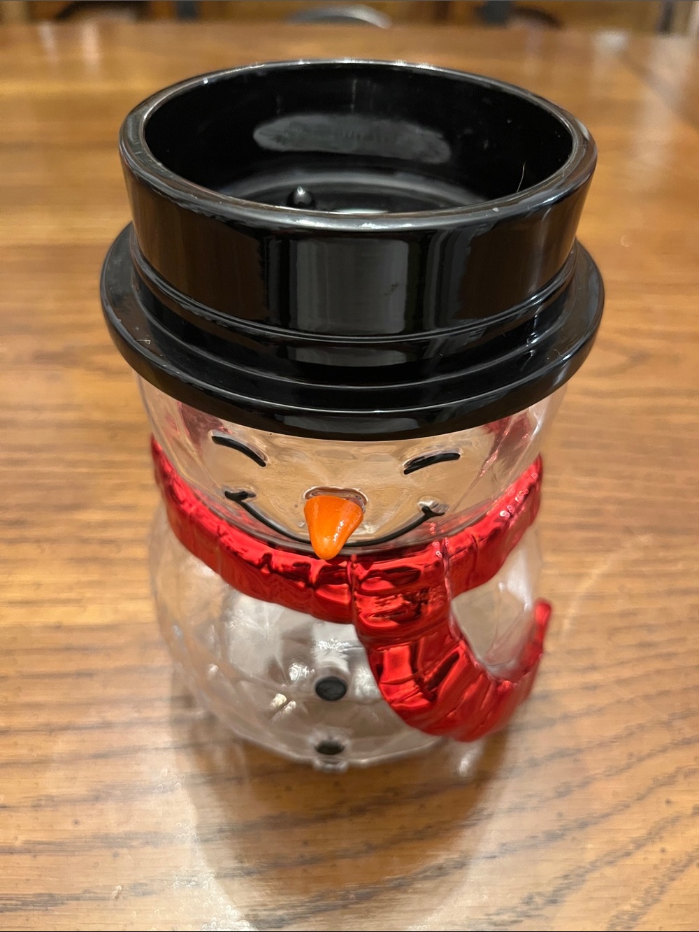 Bath & Body Works Clear Glass Snowman Single Wick Candle Holder